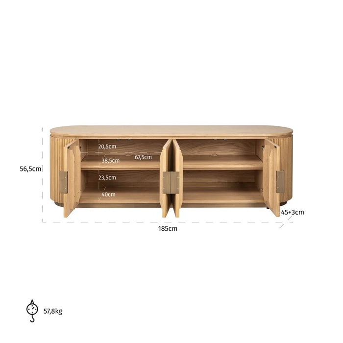 TV Lowboard Belfort 4-Türen aus Eichenholz