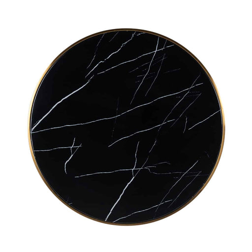 Runde Esstischplatte in Kunst Marmor in schwarz