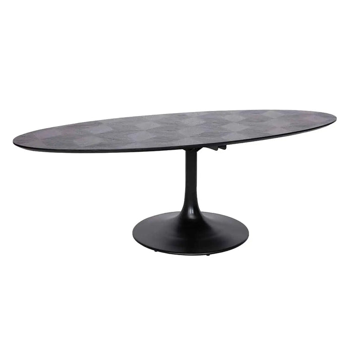 Ovaler Esstisch Blax mit Tischplatte und Gestell aus dunkler Eiche