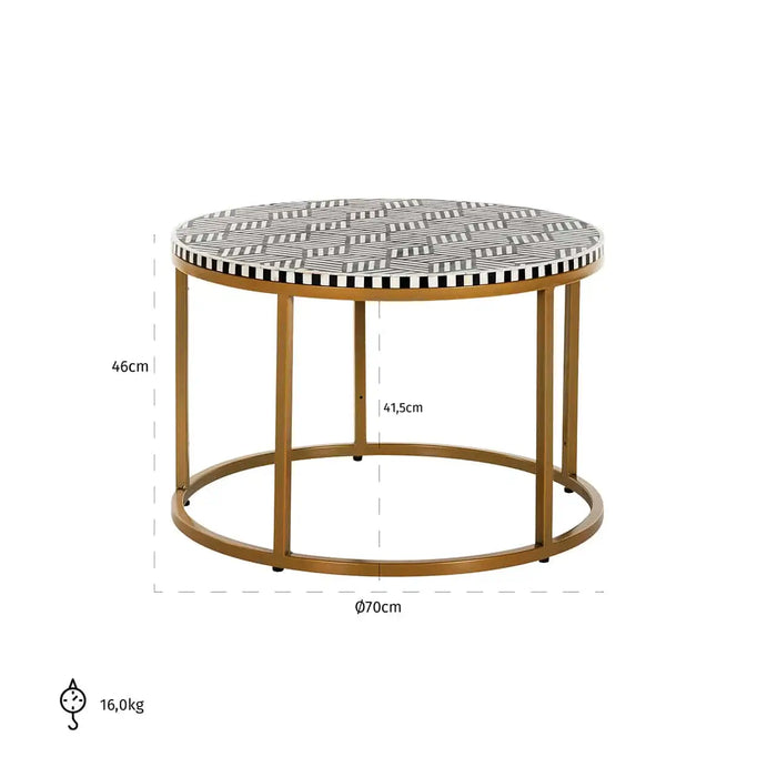 Couchtisch Bliss 70Ø aus Holzfurnier mit einem Eisen Gestell