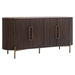 Sideboard Luxor aus Sperrholz und Eiche mit 4 Türen, Griffe und Beine aus Eisen in der Farbe Messing