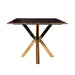 Esstisch mit brauner Kunst Marmor Tischplatte und Spider Gestell aus rostfreien Stahl in gold