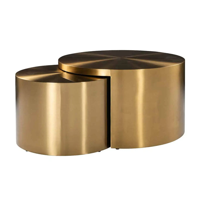 Couchtisch-Set Big & Rich aus rostfreiem Stahl in gebürstetem Gold