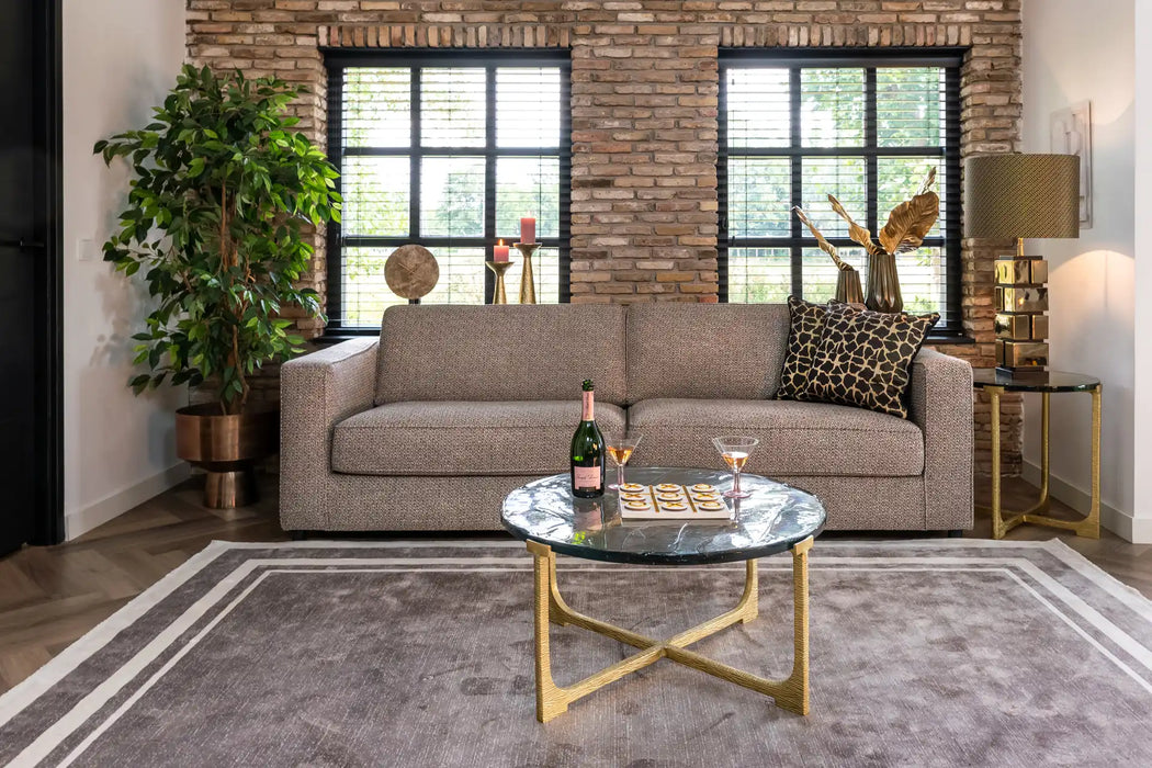 Moodfoto Couchtisch-Set Vixen mit einer Glasplatte und einem Aluminium Gestell in gebürstetem Gold