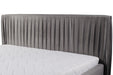 Polsterbett Gaya Lux mit Bettkasten in grauem Samt Stoff und schwarzen Metallfüßen