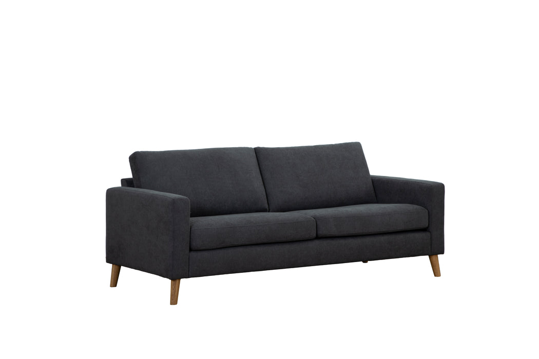 Sofa Nordic 2,5 Sitzer in anthrazit Stoff und Holzfüßen 