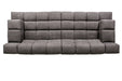 Sofa Temple 3 Sitzer mit grauem Stoff, silbernen Metallfüße und verstellbare Rückenlehne 